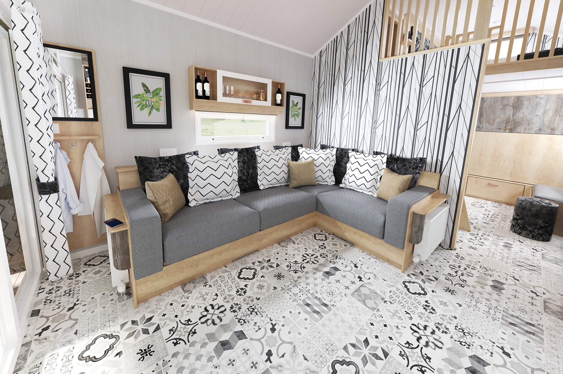 open living room with sofa